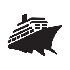 boat icon in flat style, cruise ship vector illustration