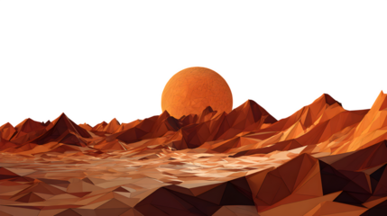 Polygonal Desert Landscape, isolated on transparent background
