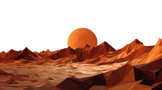 Polygonal Desert Landscape, isolated on transparent background