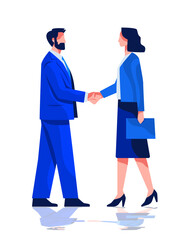 Business handshake agreement partnership two professionals shaking hands formal attire reflection on white background modern corporate concept