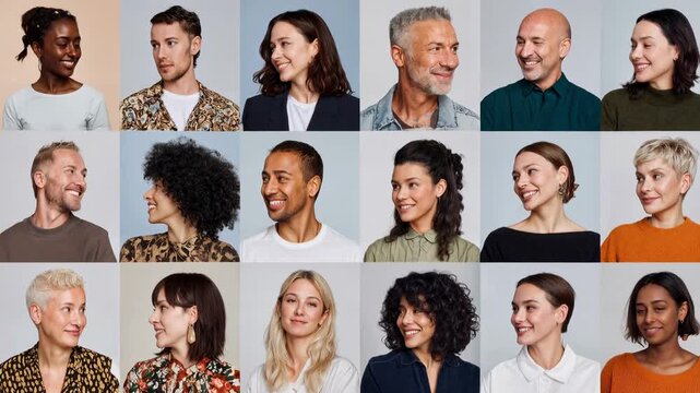 Studio portraits of a diverse group of professionals, showing collaboration, optimism, and teamwork across generations and cultures.