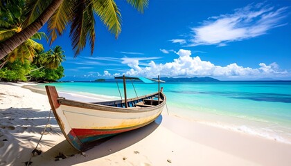 Obraz premium boat on a tropical beach
