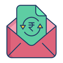 email transaction rupees linear color icon design
