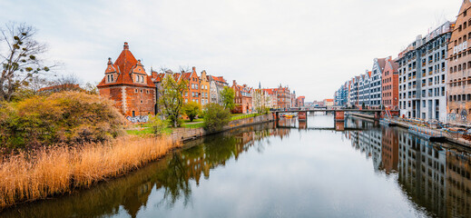 Gdansk with Motlawa river in Poland. Old town colourful house © Zedspider