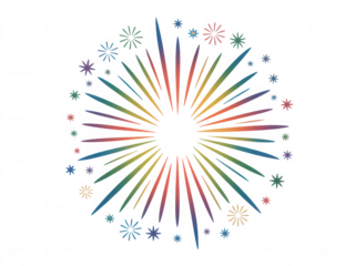 Colorful Burst of Light and Stars on transparent background Black Background