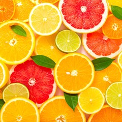 Obraz premium Vibrant Assortment of Freshly Sliced Citrus Fruits