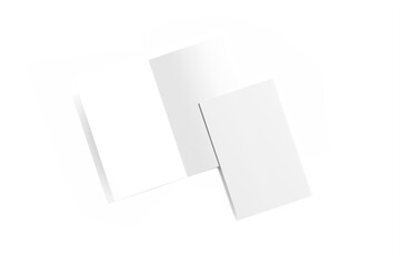 3D Horizontal Fold Blank White Brochure Template