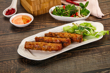 Fried Vietnamese spring roll with special sauce