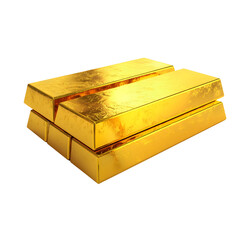 Golden ingots isolated on transparent background financial investment concept