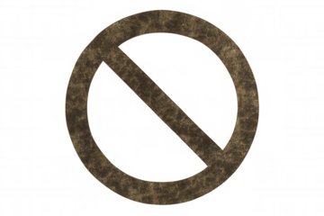 Grunge prohibition symbol with rustic texture indicating restriction or forbidden actions on transparent background