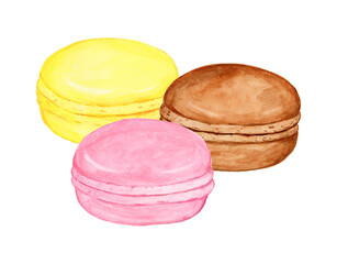 手描き水彩のかわいくてカラフルなマコロンのイラスト