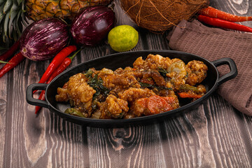 Prawn with vegetables and oyster sauce