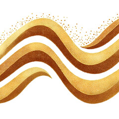 Abstract wavy lines in brown and gold with subtle dot pattern on transparent background