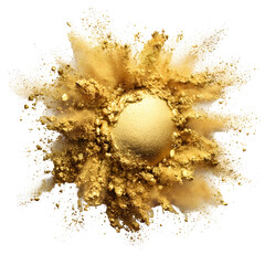 Exploding golden powder cloud with dynamic dispersion isolated