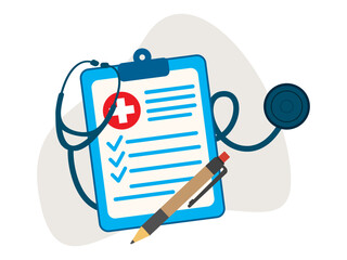 clipboard stethoscope medical check report health checkup