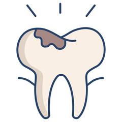 decay tooth linear color icon design