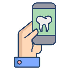 mobile teeth linear color icon design
