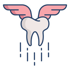 tooth angel  linear color icon design