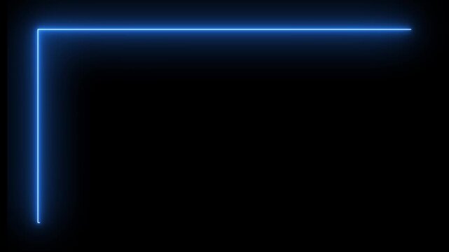 Blue Neon glowing line video on black background | Glowing Blue Neon Frame on Black Background