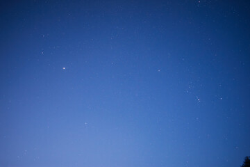 Clear deep blue night sky with countless stars and celestial objects