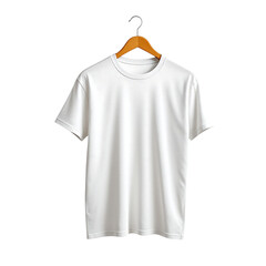 Stylish white t-shirt mockup hanging on a wooden hanger ready for your custom design perfect for fashion apparel businesses today