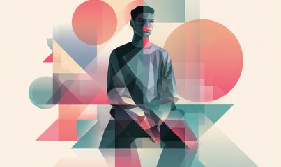 Colorful Abstract Portrait with Geometric Shapes