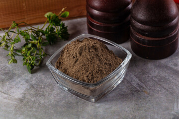 Ground dry black pepper powder