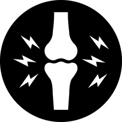 Joint inflammation icon. Arthritis pain medical symbol, bone ache health care sign, knee injury problem illustration, orthopedic disease flat vector design isolated on transparent background.