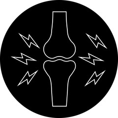 Joint inflammation icon. Arthritis pain medical symbol, bone ache health care sign, knee injury problem illustration, orthopedic disease outline vector design isolated on transparent background.