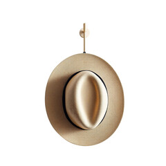 Stylish straw hat hanging on a gold hook, ready for summer adventures and vacation vibes, making a statement on any wall or wardrobe design