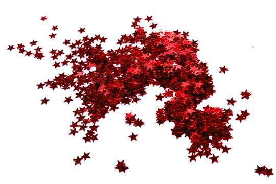 sequins red stars to decorate for the holiday. Insulated Red Sequins