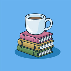 coffee and book in cute cozy vector illustration