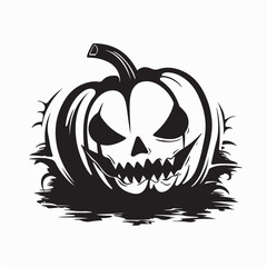 Pumpkin Vector Black Silhouette Illustration Halloween Autumn Harvest Design