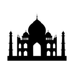 Taj Mahal Silhouette Vector. Iconic Indian Landmark Illustration
