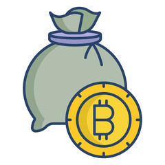 bitcoin bag linear color icon design