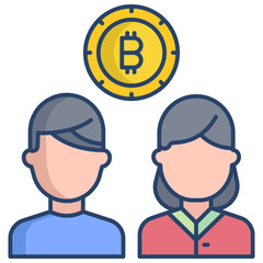 Naklejka premium bitcoin user account linear color icon design