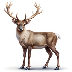 Obraz premium Reindeer with impressive antlers standing on a white background