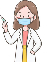 Caring doctor in protective mask holds syringe ready to administer vital medical treatment, offering hope and healing