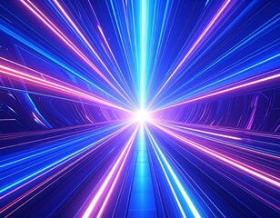 Futuristic tunnel with vibrant neon lines