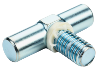 Automotive brake caliper guide pin with grease on the threads on a transparent background