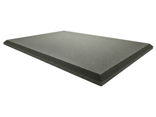 Black rectangular anti-fatigue mat with beveled safety edges on a transparent background