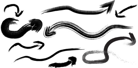 Grunge Brush Stroke Arrows Collection Hand Drawn Style Design Elements