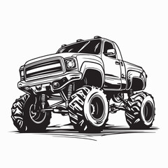 Powerful Monster Truck Vector Art with Aggressive Style and Details