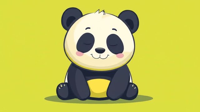 Cartoon panda bear illustration on yellow background for design