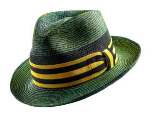 Stylish green fedora hat fashion accessory isolated on transparent background