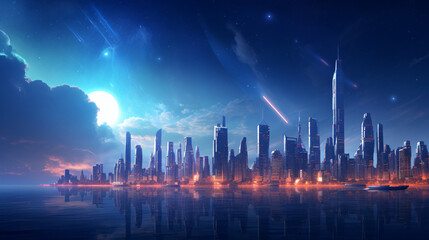 Fototapeta premium Futuristic Ocean City