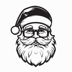 Santa Claus Face Vector Illustration with Hat and Glasses in Festive Style