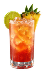 Refreshing tropical cocktail bar beverage isolated on transparent background