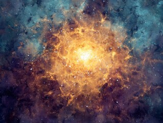 Colorful Cosmic Explosion in Deep Space Background