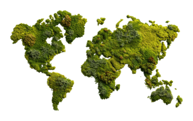 Sustainable world map design nature digital green landscape isolated on transparent background